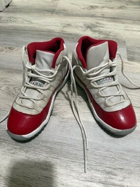 Kids Red and White High-Top Sneakers - Classic Sport Style